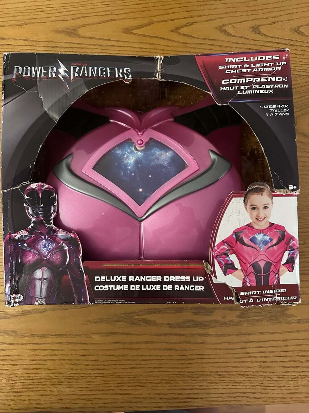 Power Rangers Pink Deluxe Ranger Dress Up Costume with Shirt & Light Up Chest Ar